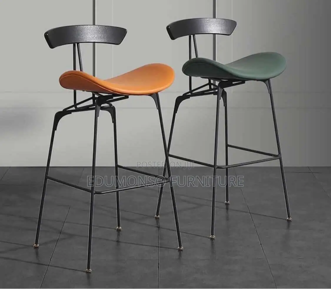 Pu Leather Bar Stool With Back Modern Industrial Counter