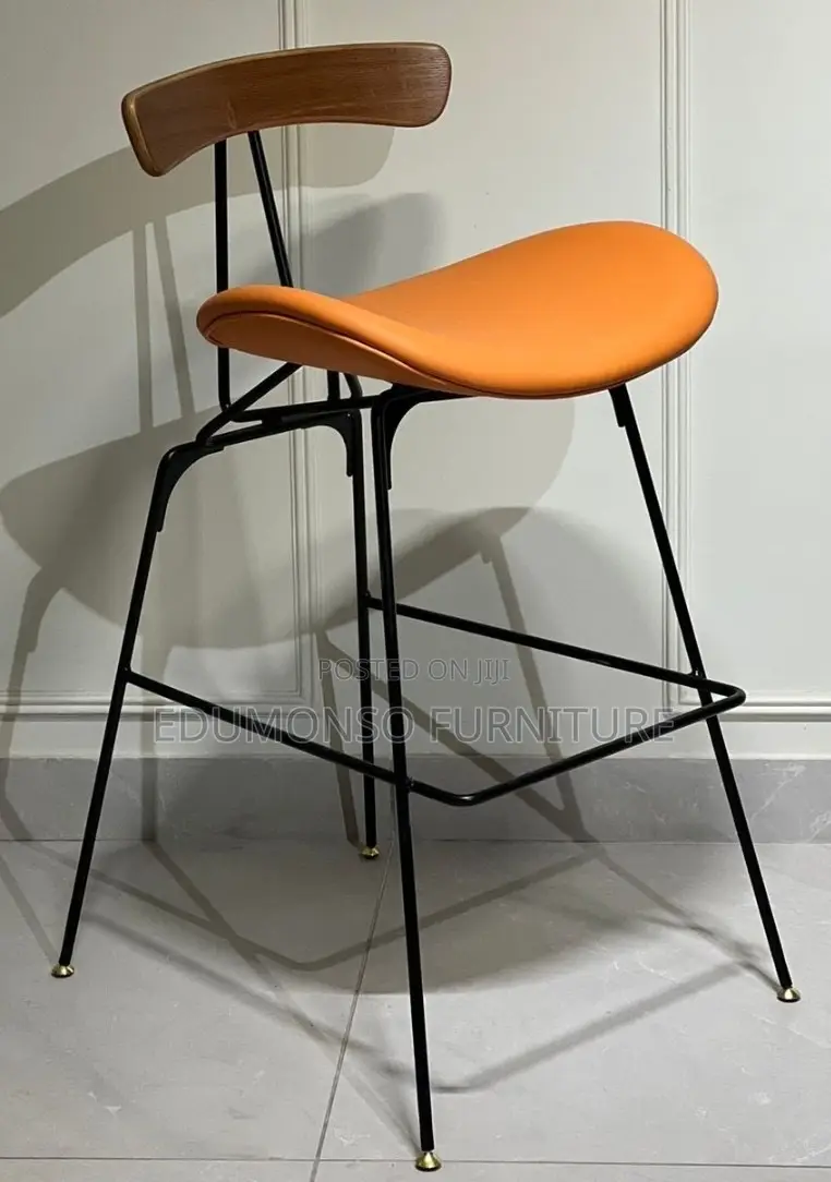 Pu Leather Bar Stool With Back Modern Industrial Counter