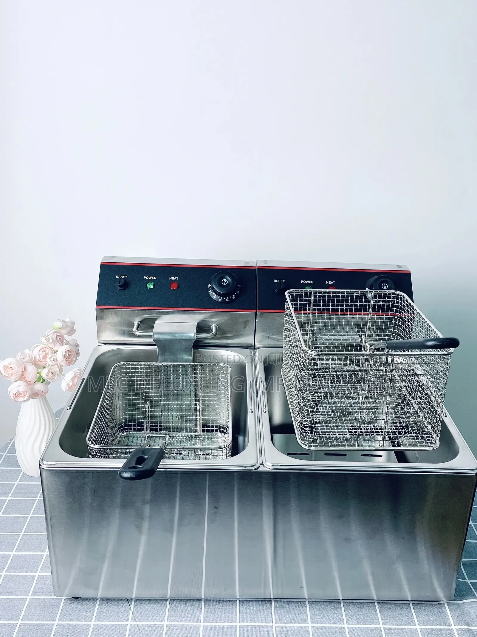 (Stainless) Double Tank Deep Fryer (8L+8L)Kitchen Deep Fryer