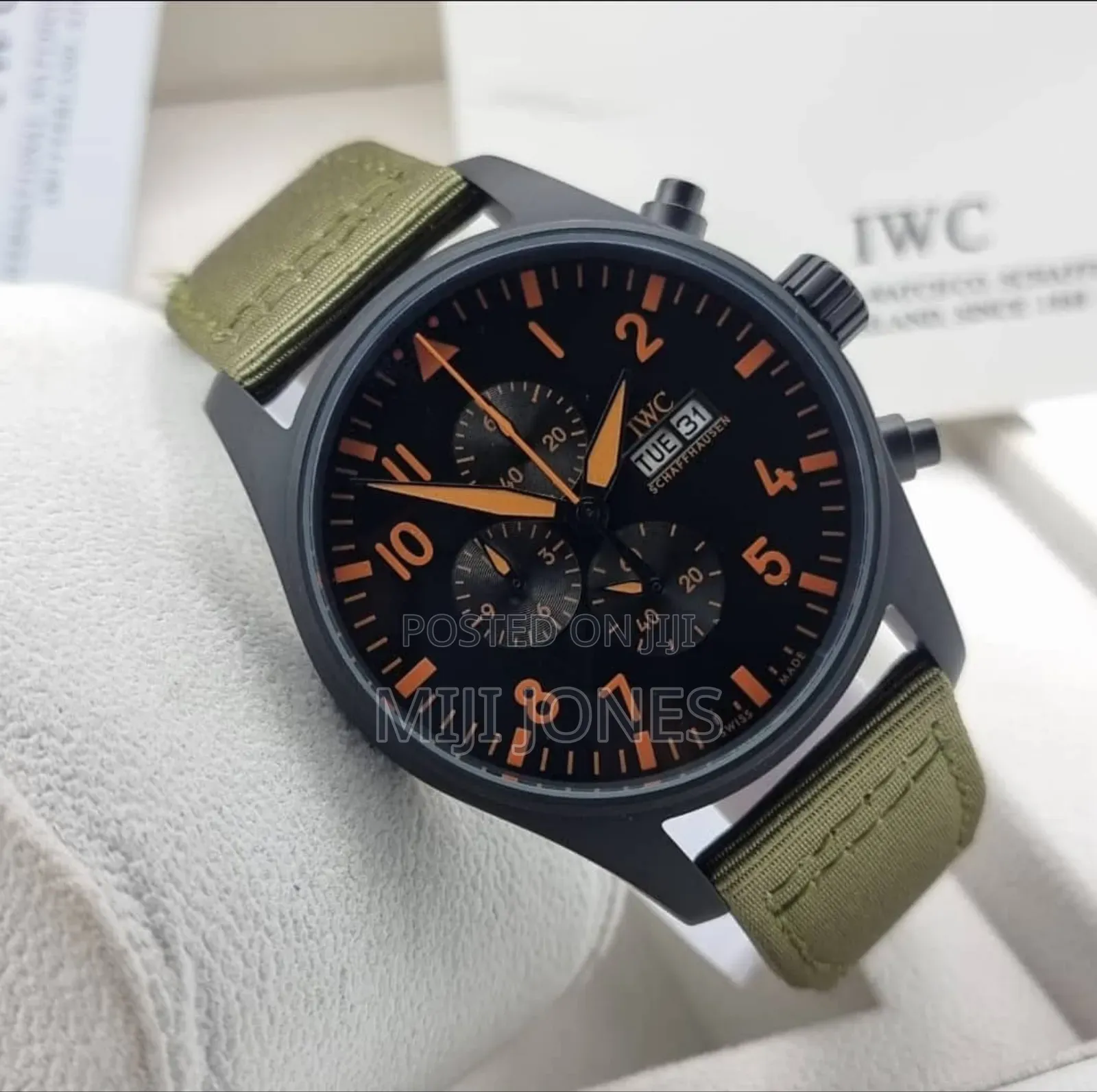 Iwc Green Fabric Strap Watch