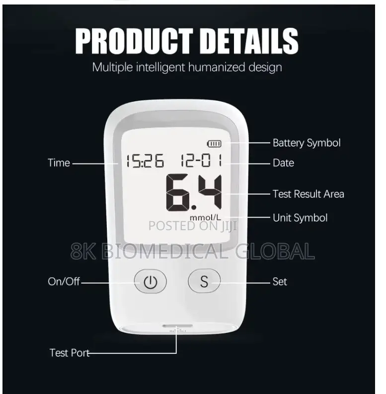 Blood Glucometer LCD Digital Display Blood and Test Strips
