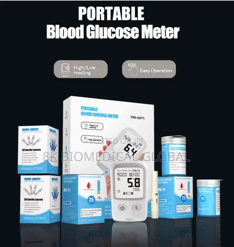 Blood Glucometer LCD Digital Display Blood and Test Strips
