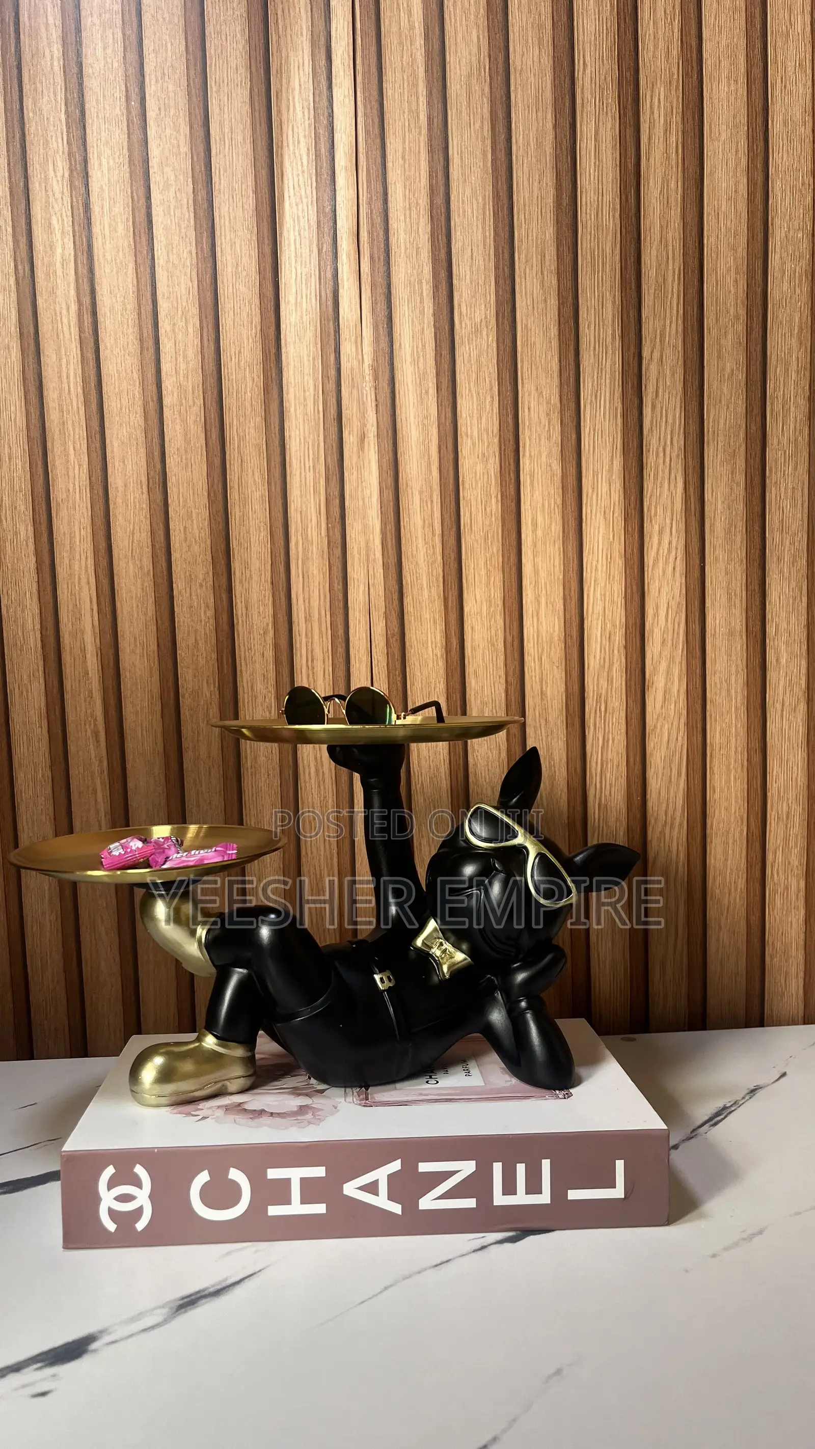 Bull Home Decor With Double Tray