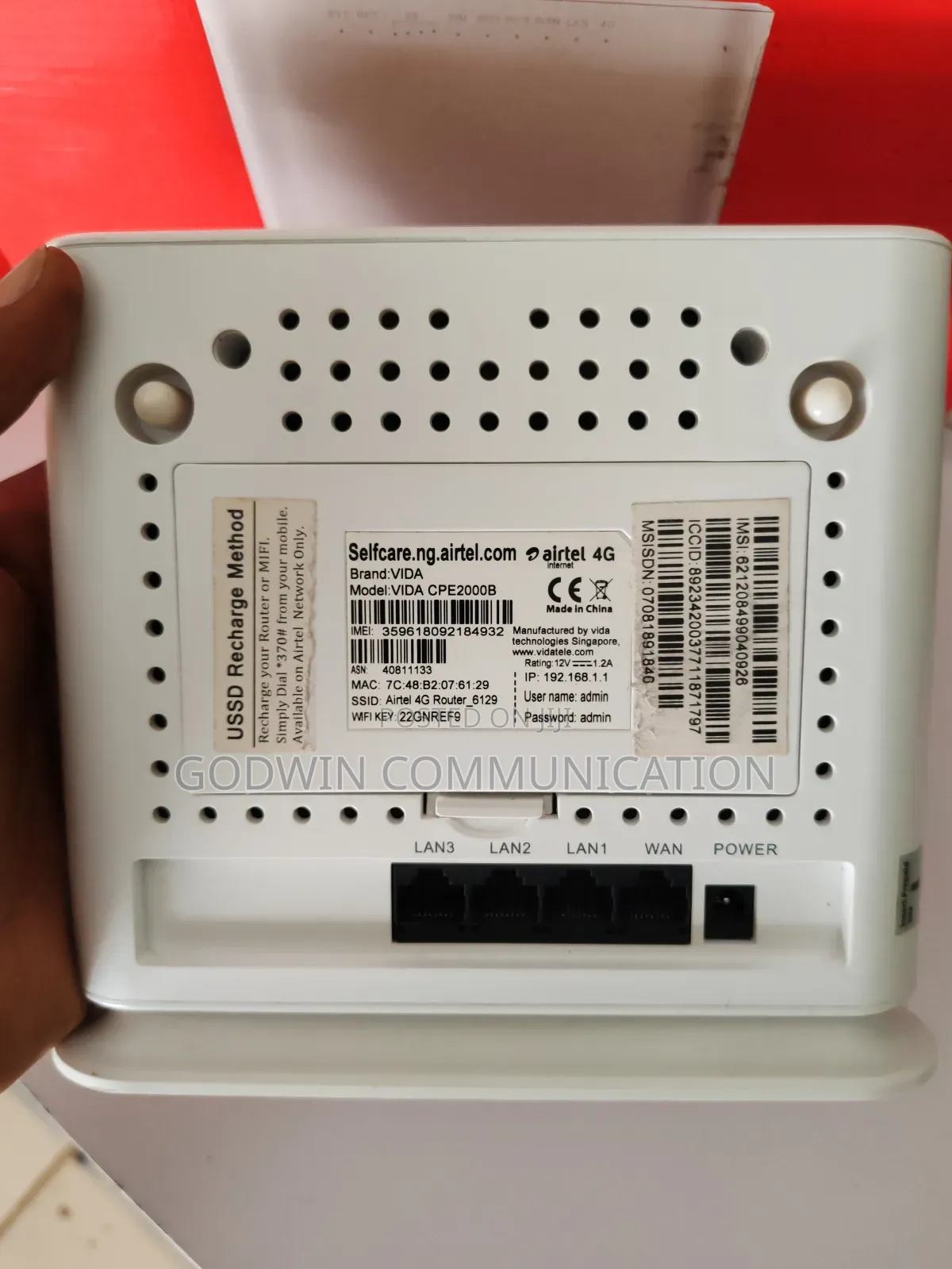 Airtel 4G Broadband Internet Router Cpe2000 With Free Data