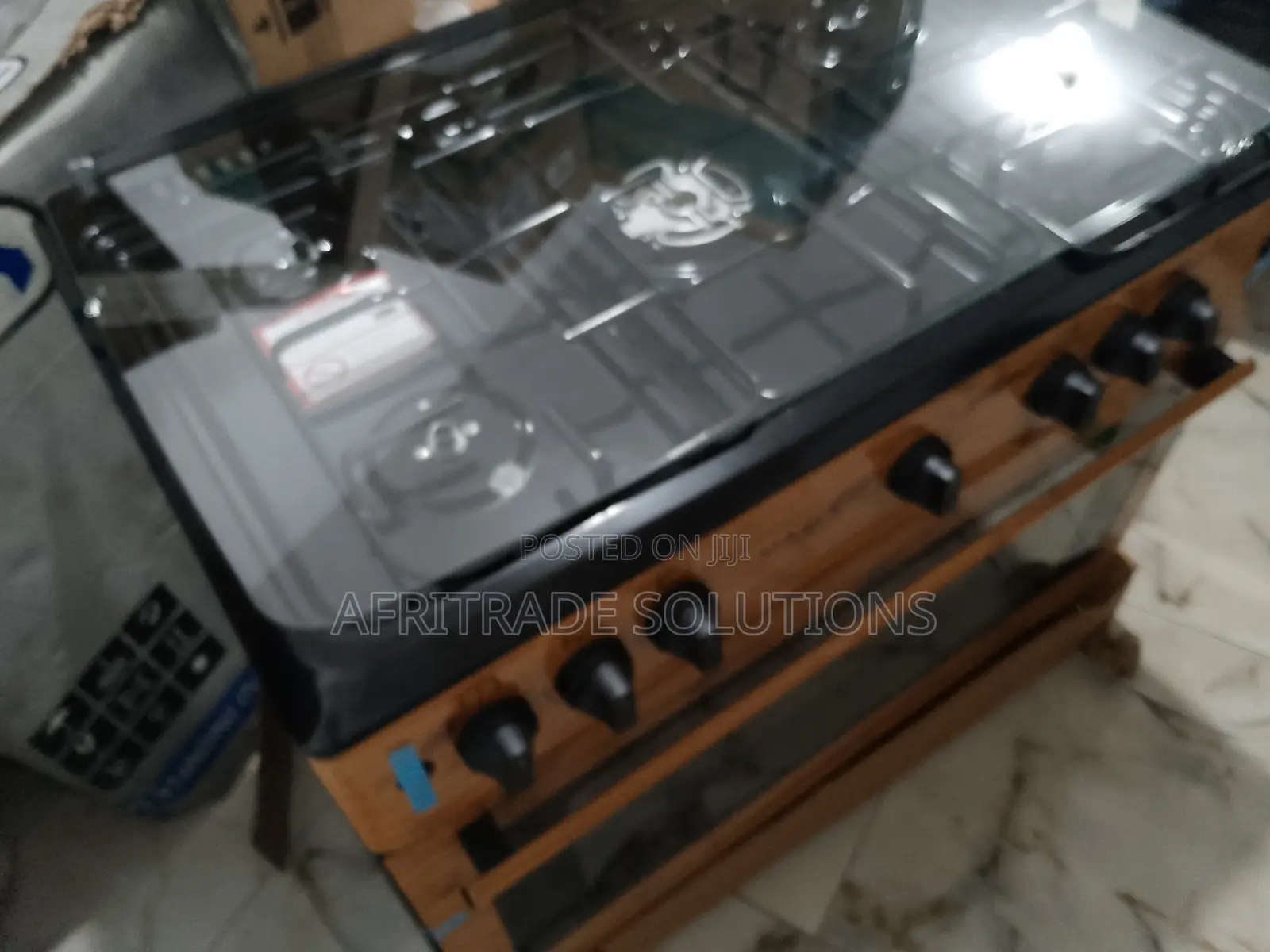 High -Class Maxi 5 Burner Gas Cooker Wood Finishing