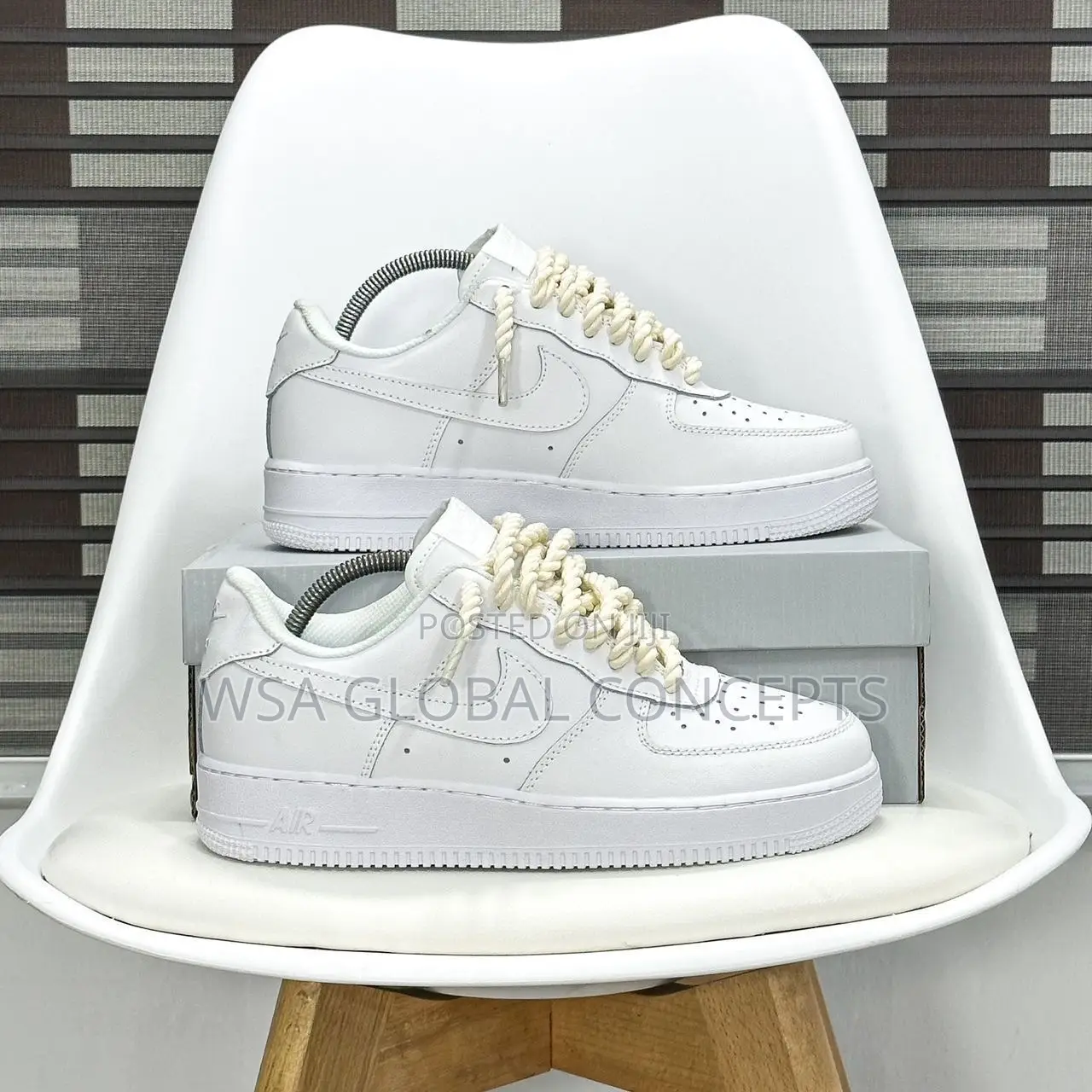 Nike Airforce 1 Customs Chunky Lace Triple White