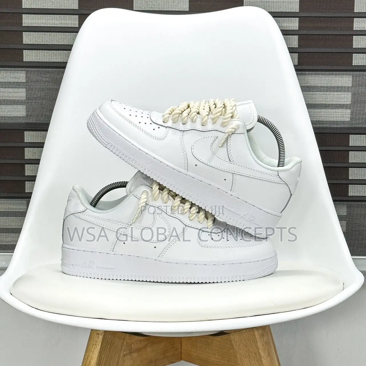 Nike Airforce 1 Customs Chunky Lace Triple White