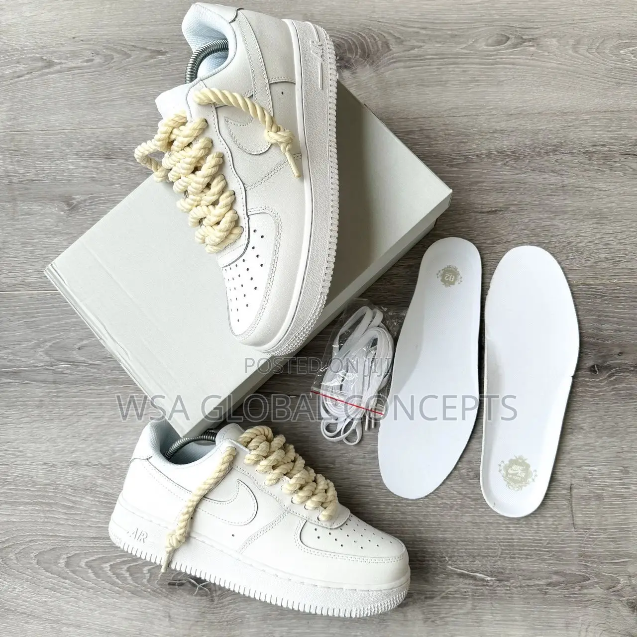 Nike Airforce 1 Customs Chunky Lace Triple White