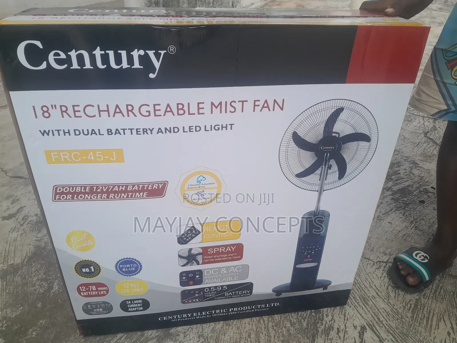18" Century AC/DC Mist Fan With Double Battery-Upto 2 Days