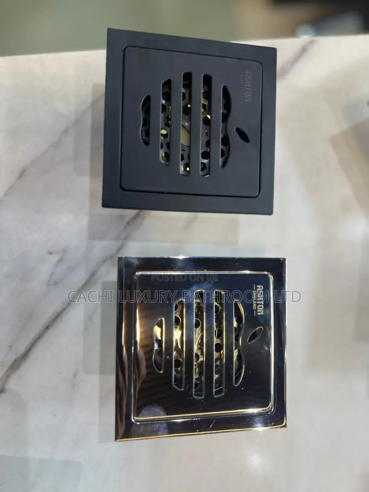 Black and Chrome 10cm Floor Drain