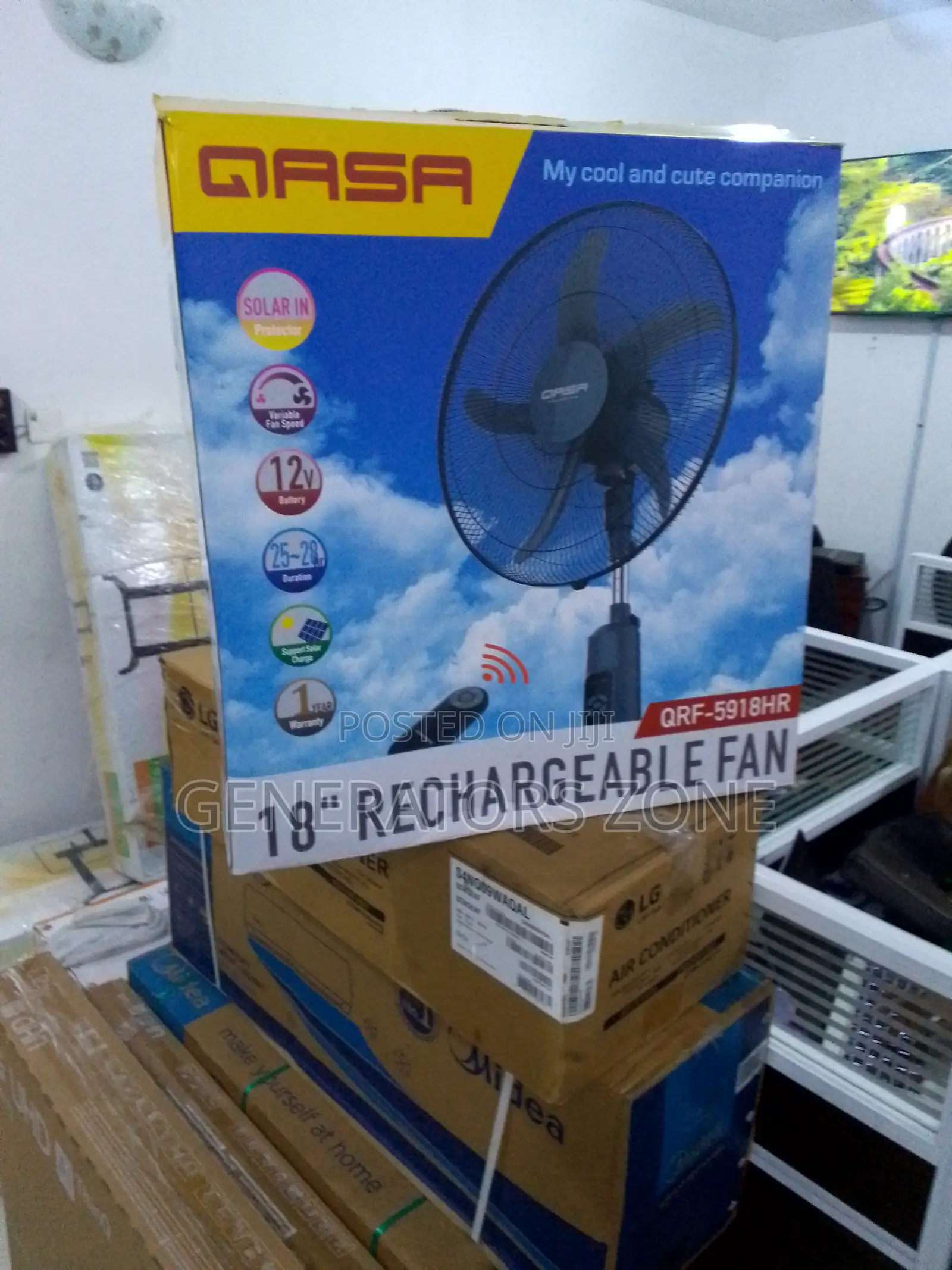 QASA 18"Inch Rechargeable Fan Height Adjustable for Airflow
