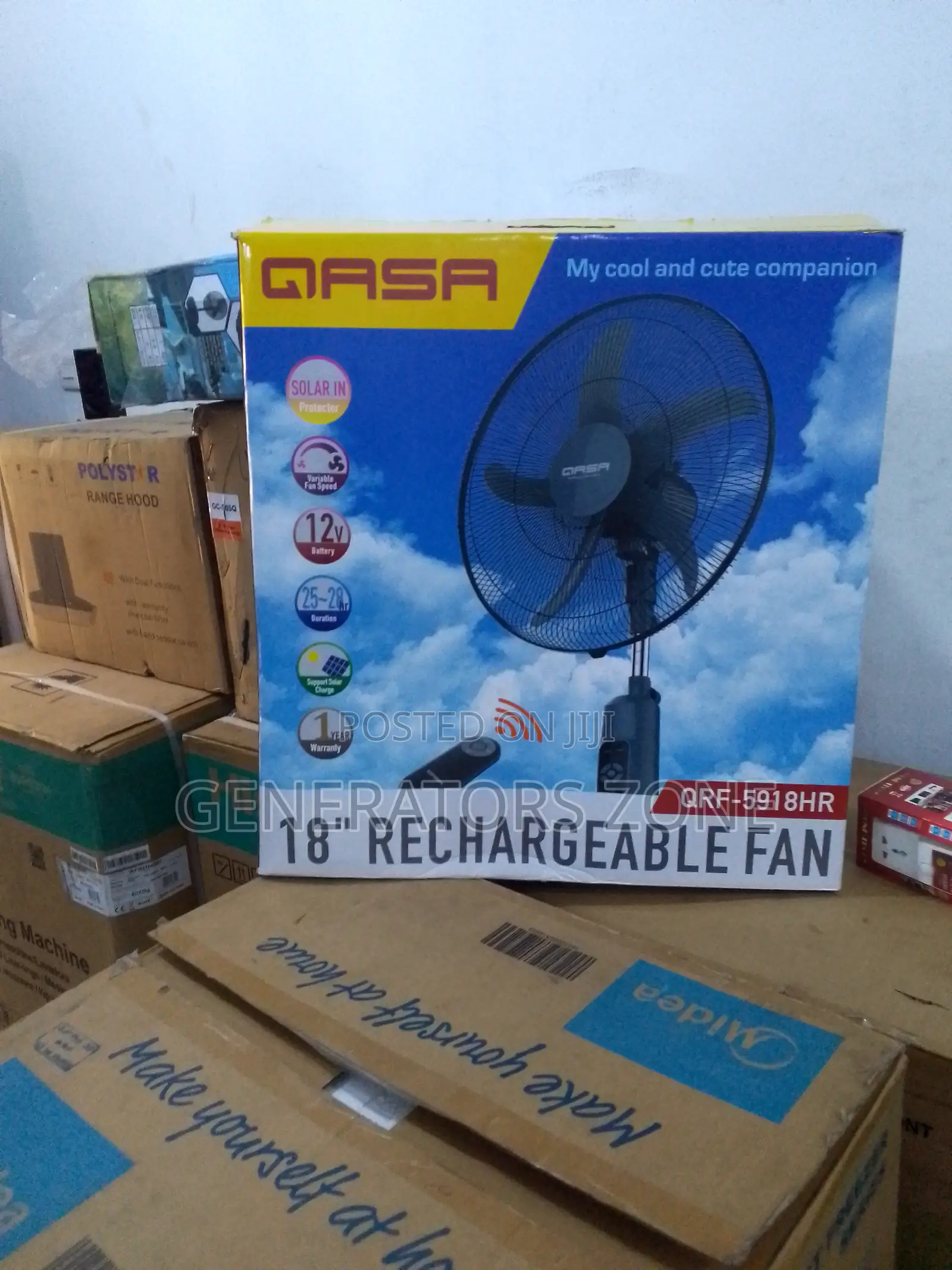 Qasa Fan Head Tilts 18" Rechargeable Fan {Qrf5918hr}
