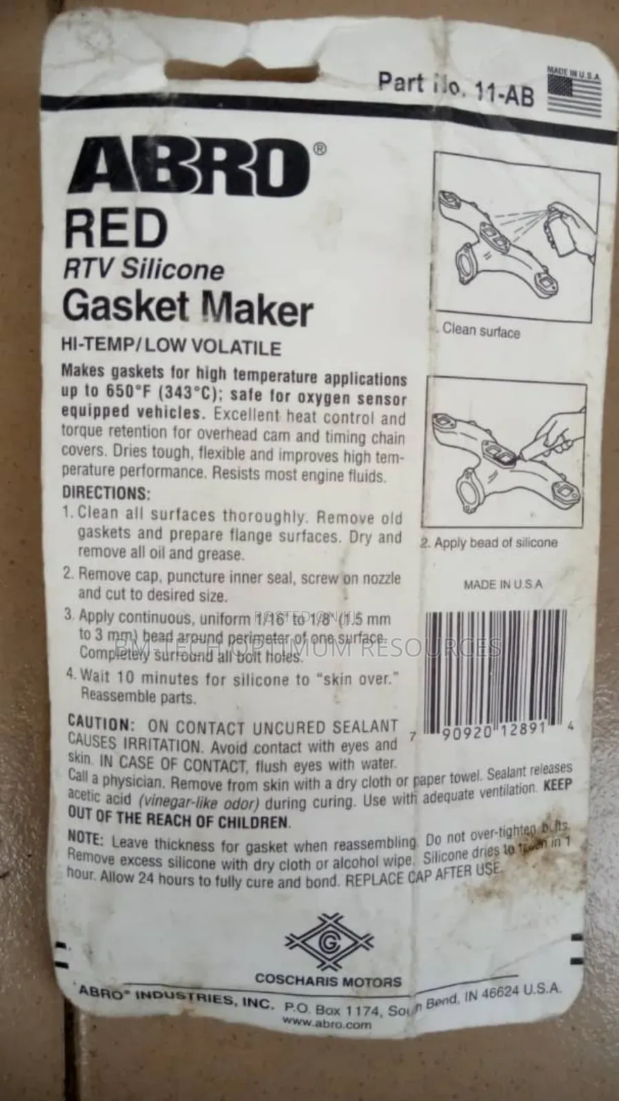 Abro Red RTV Silicone Gasket Maker Hi-Tem