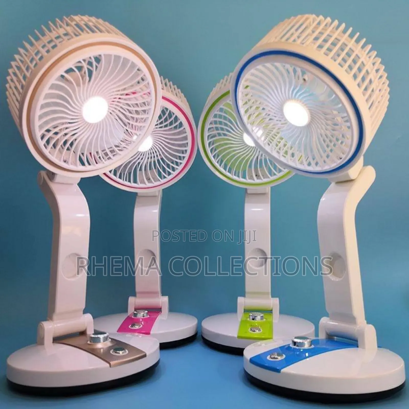 L-R Foldable Rechargeable Table Fan With LED Light