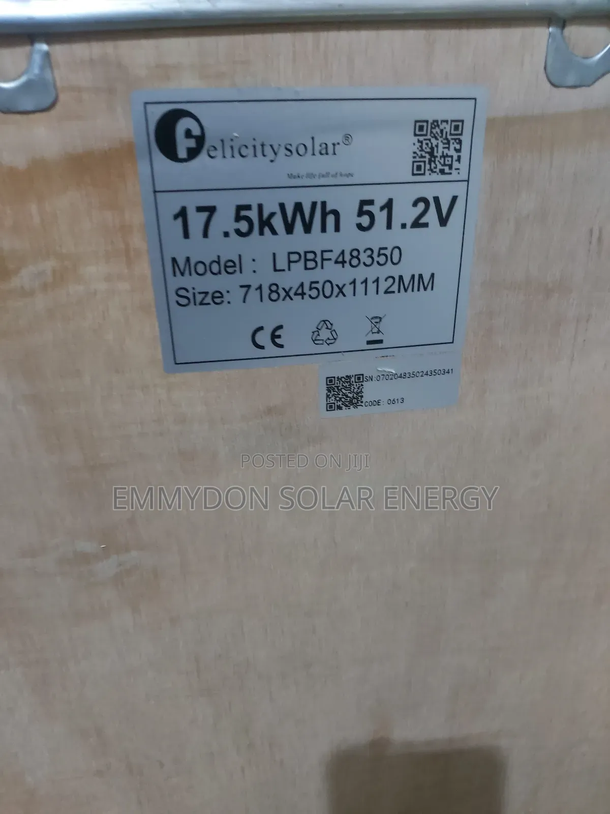 Felicity Lithium Iron Battery 17.5kwh 51.2V