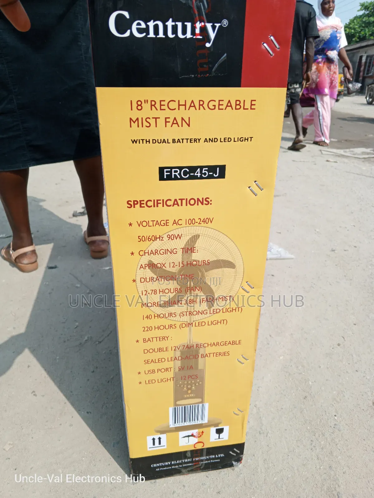 Century 18" Rechargeable Mist Fan With Dual Battery