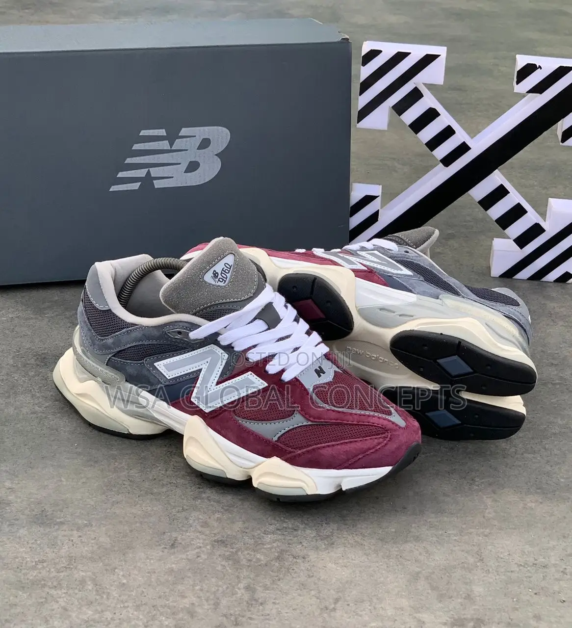 New Balance 9060 Navy Burgundy Sneakers