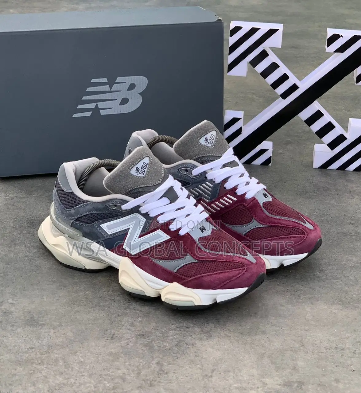 New Balance 9060 Navy Burgundy Sneakers
