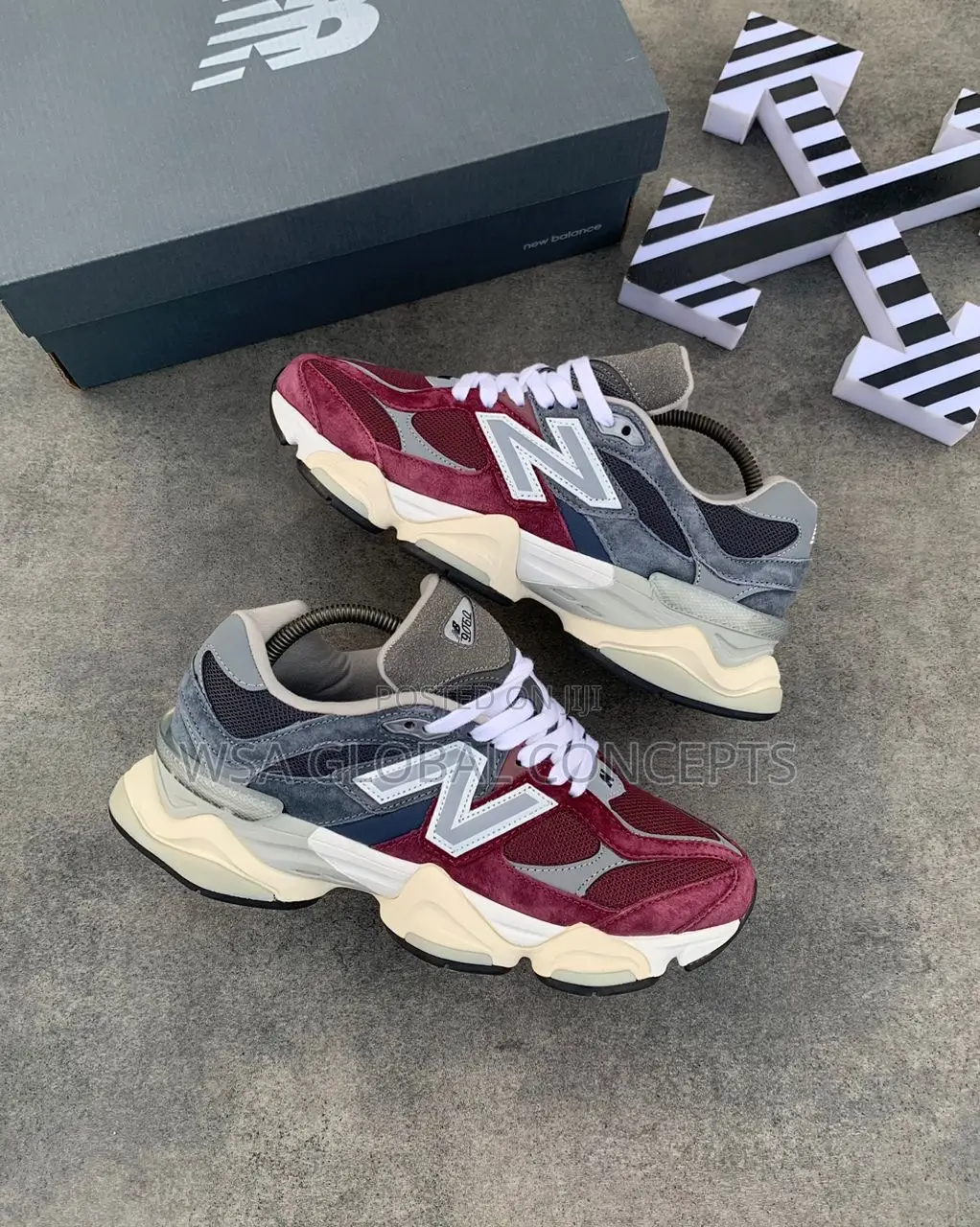 New Balance 9060 Navy Burgundy Sneakers