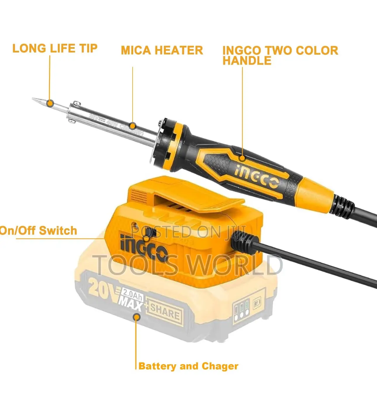INGCO 20V Lithium-Ion Soldering Iron (Tool Only)40W
