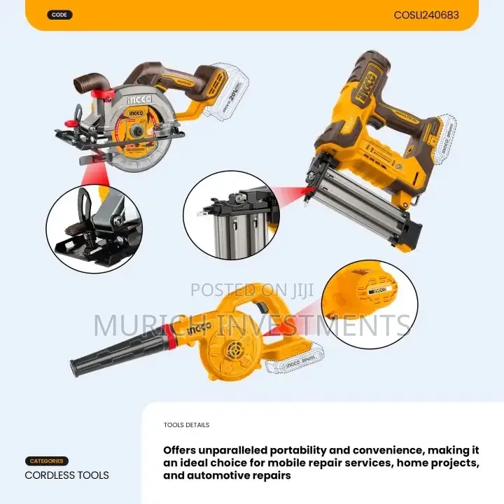 3pcs Cordless 20v Li-Ion Blower | Circular Saw | Brad Nailer
