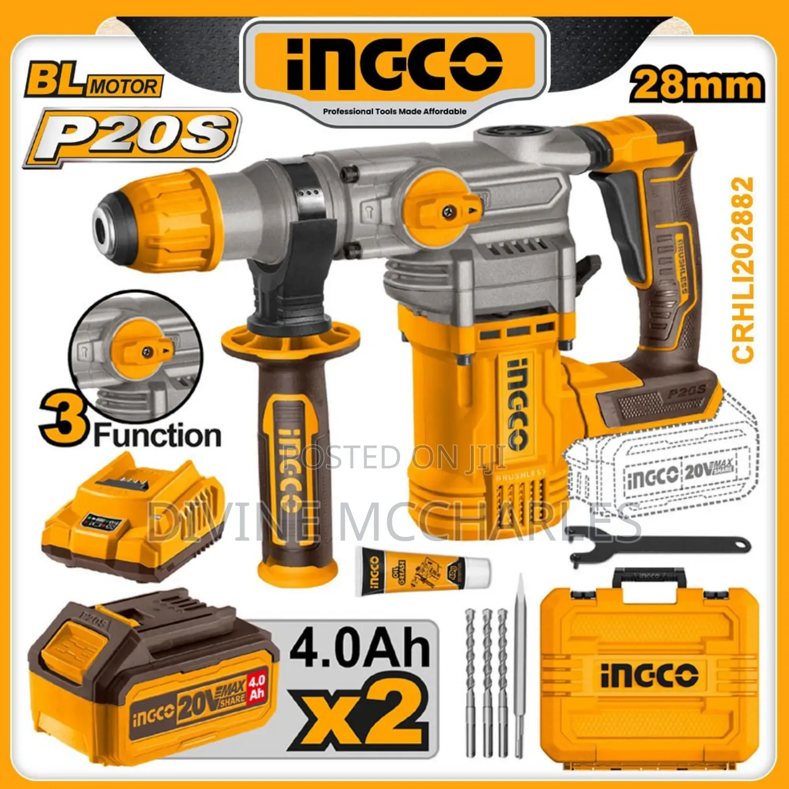 Crhli202882 Ingco 20v Cordless Rotary Hammer