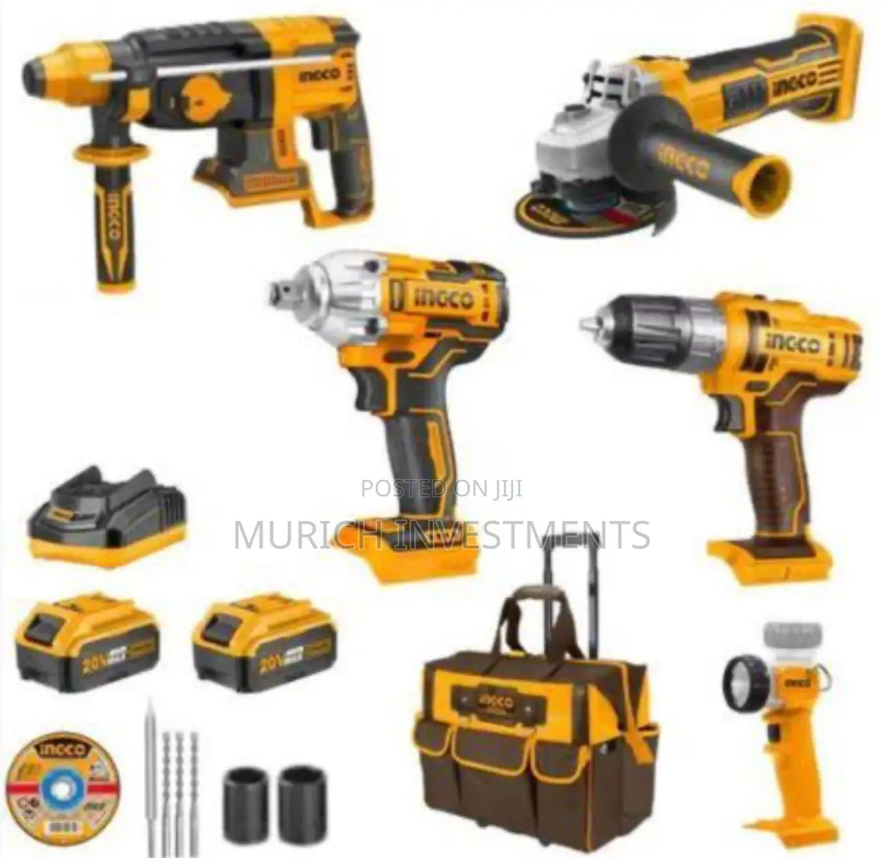 Ingco – Lithium- Ion Industrial Power Tool Combo – 5 Piece