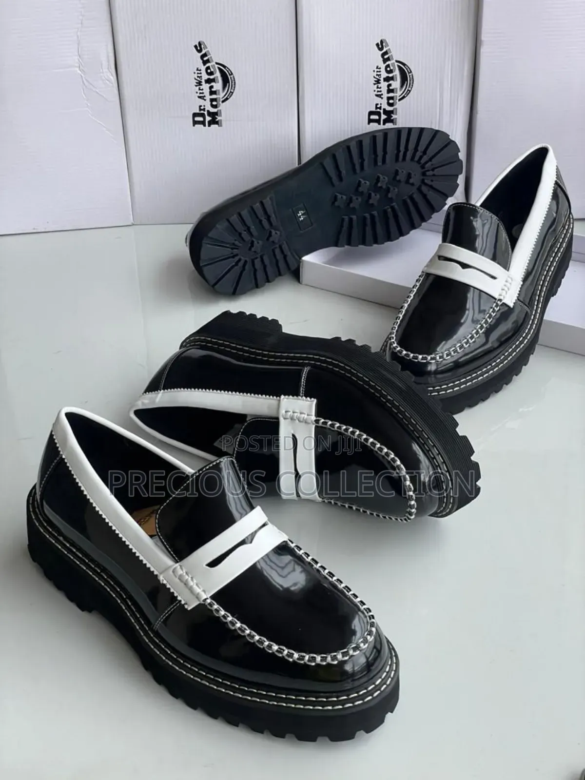 Unisex Dr Martens Glossy Leather Whites Line Loafers