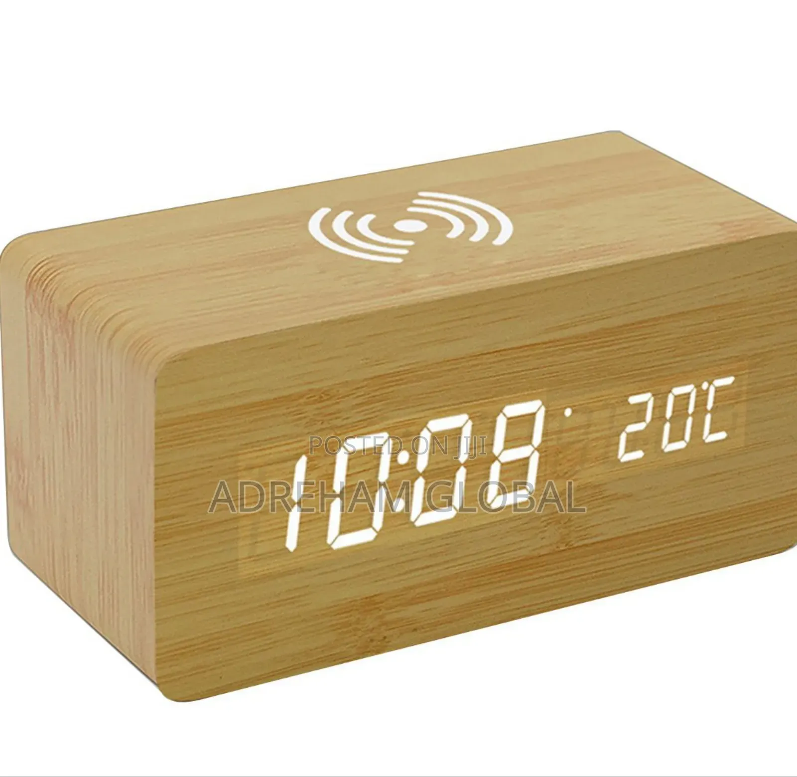 Wooden Digital Alarm Clock With Wireles Charging Electricity