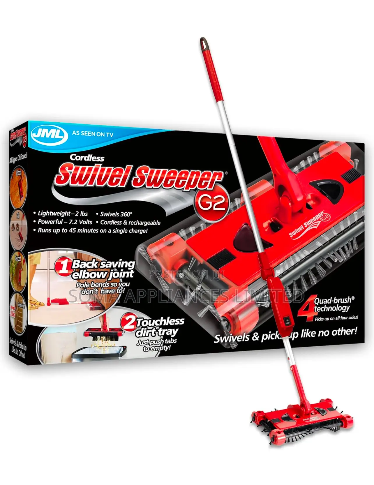 JML Swivel Battery-powered Lightweight Floor Sweeper