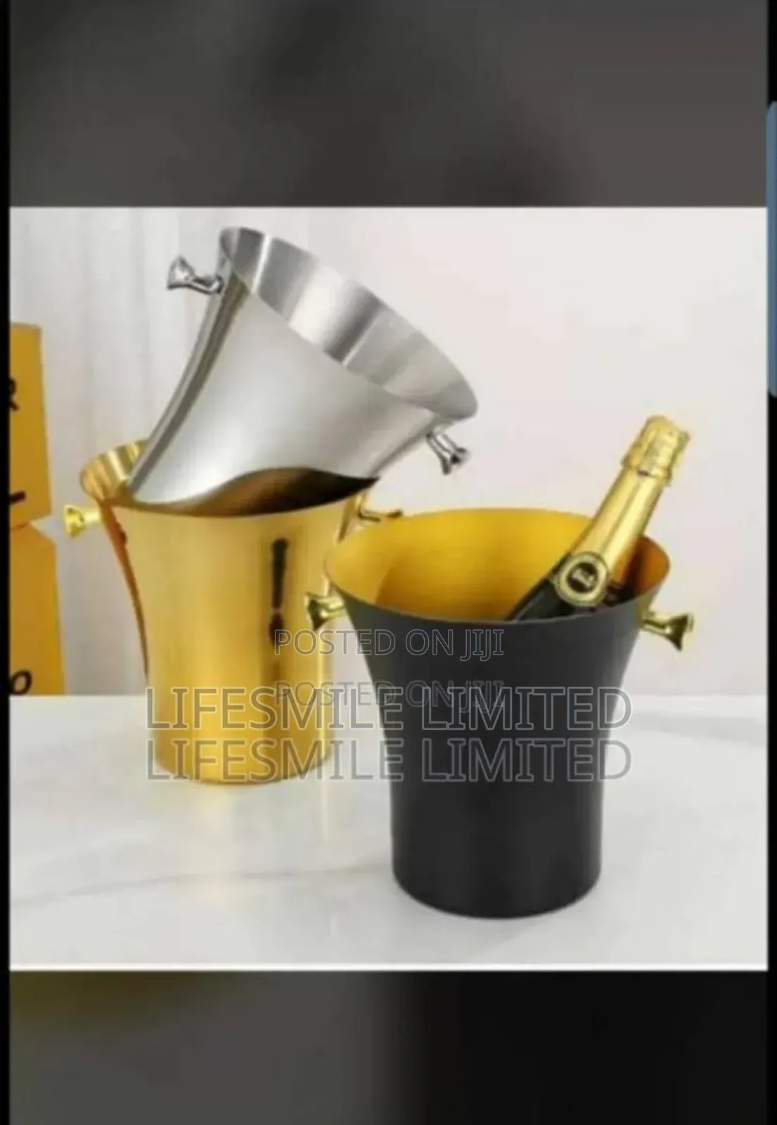 Quality Stainless Wine Bucket, Gold, Silver and Black