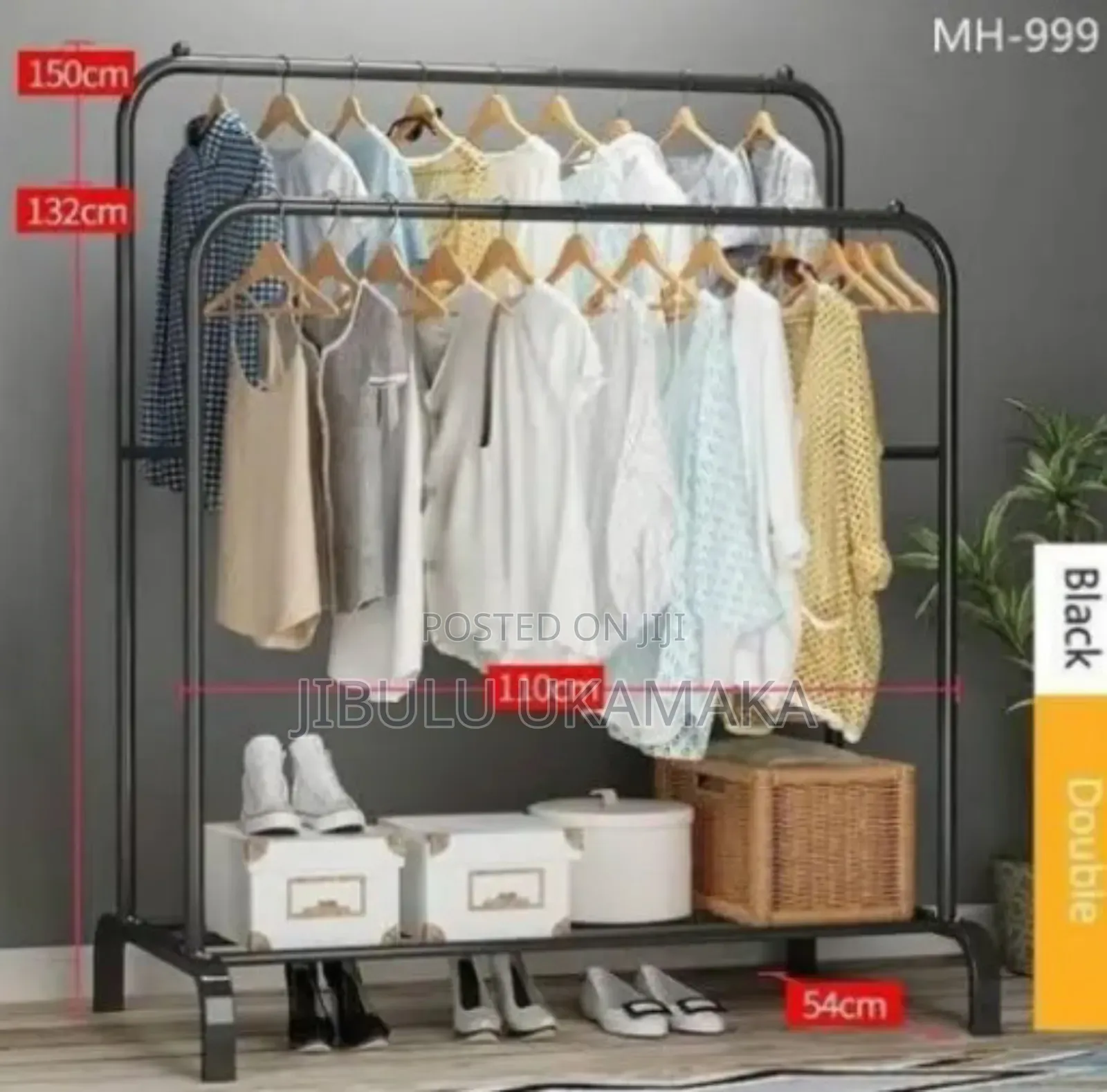 48kg Double Pole Heavy Duty Clothes Rack Metal Hanger