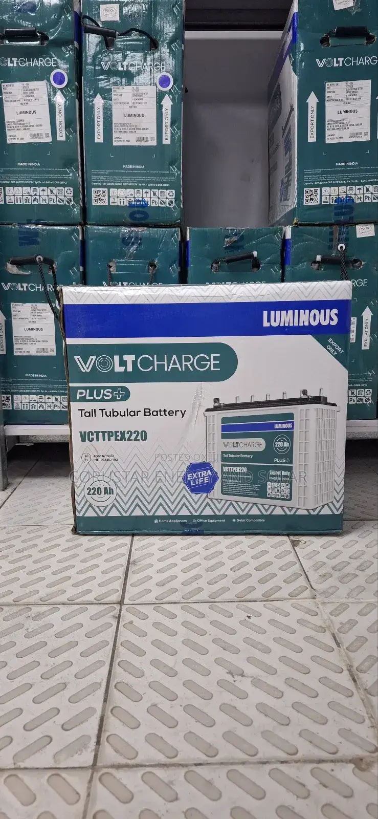 Luminous Voltcharge PLUS 220ah 12V Tall Tubular Battery