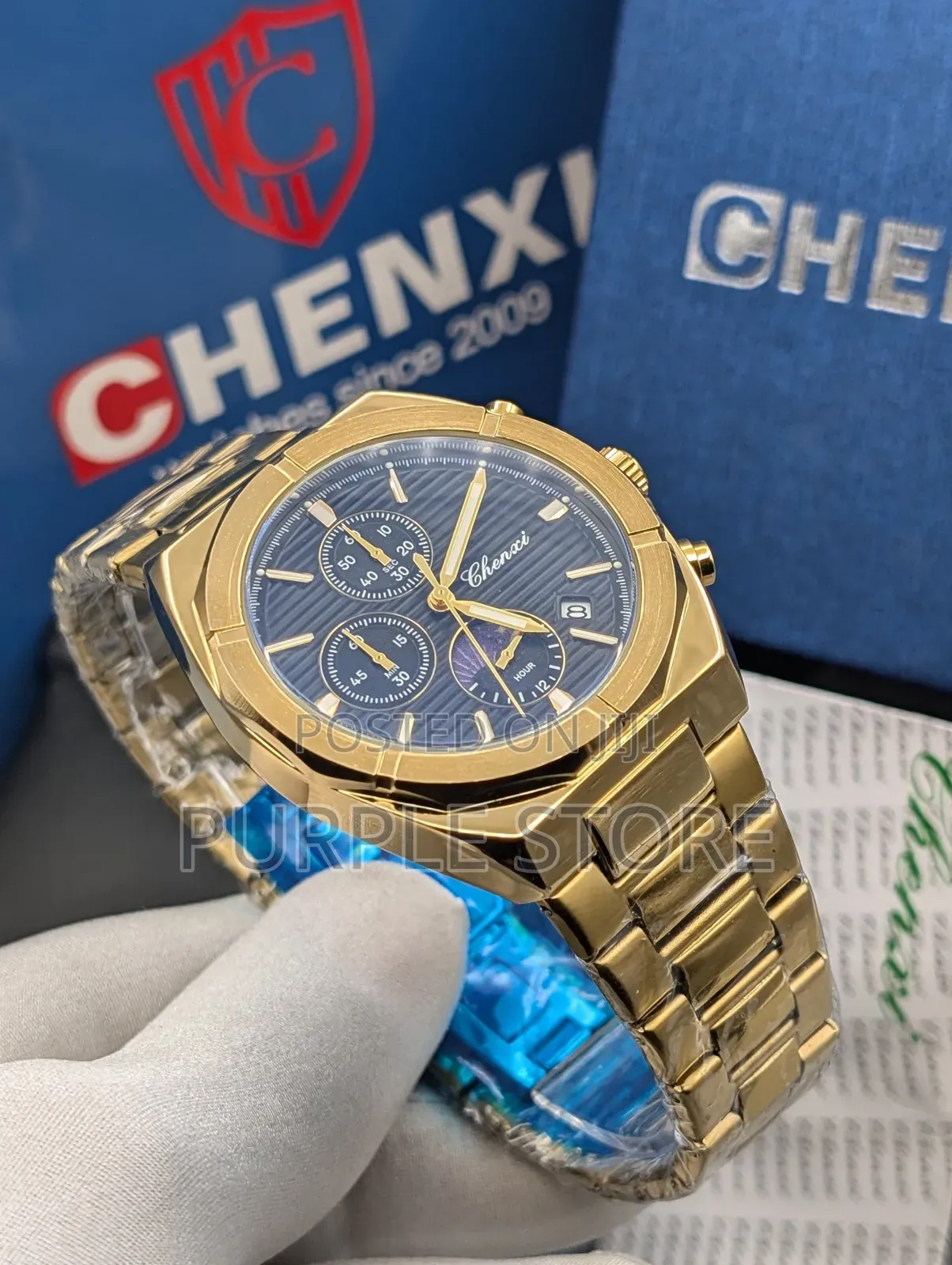 Chenxi Chronograph Gold Watch With Full Package