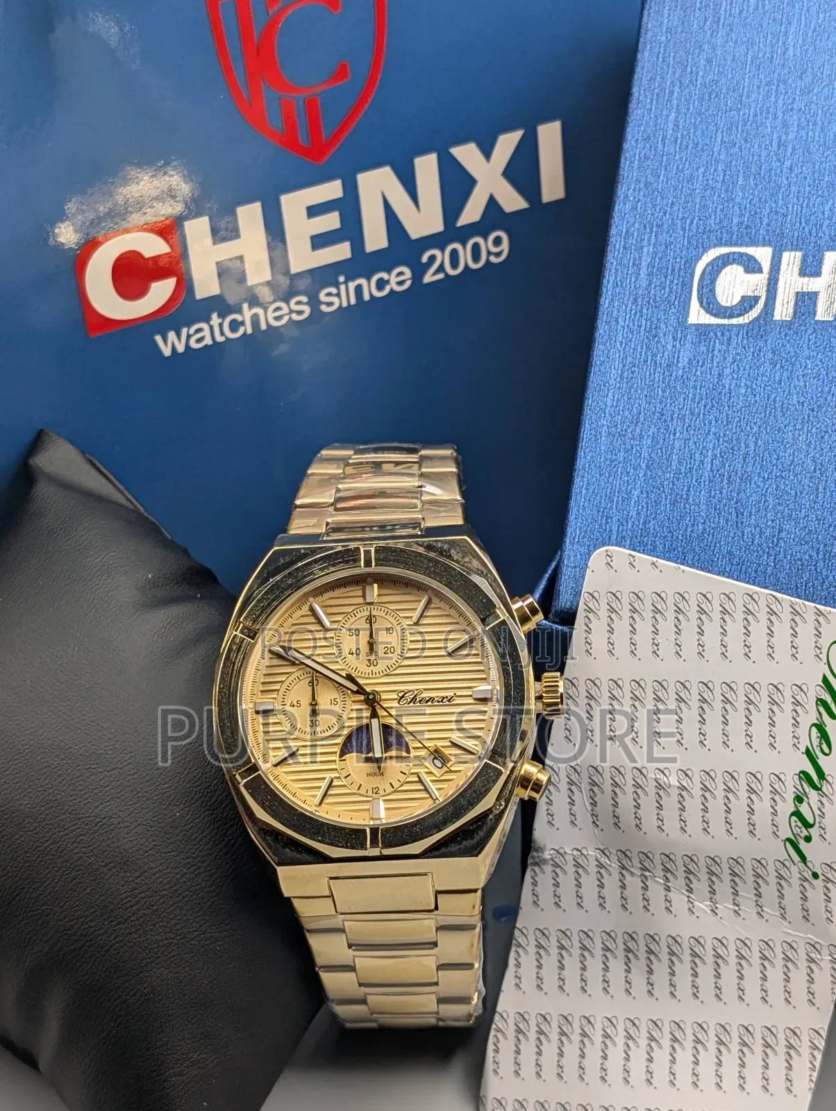 Chenxi Chronograph Gold Watch With Full Package
