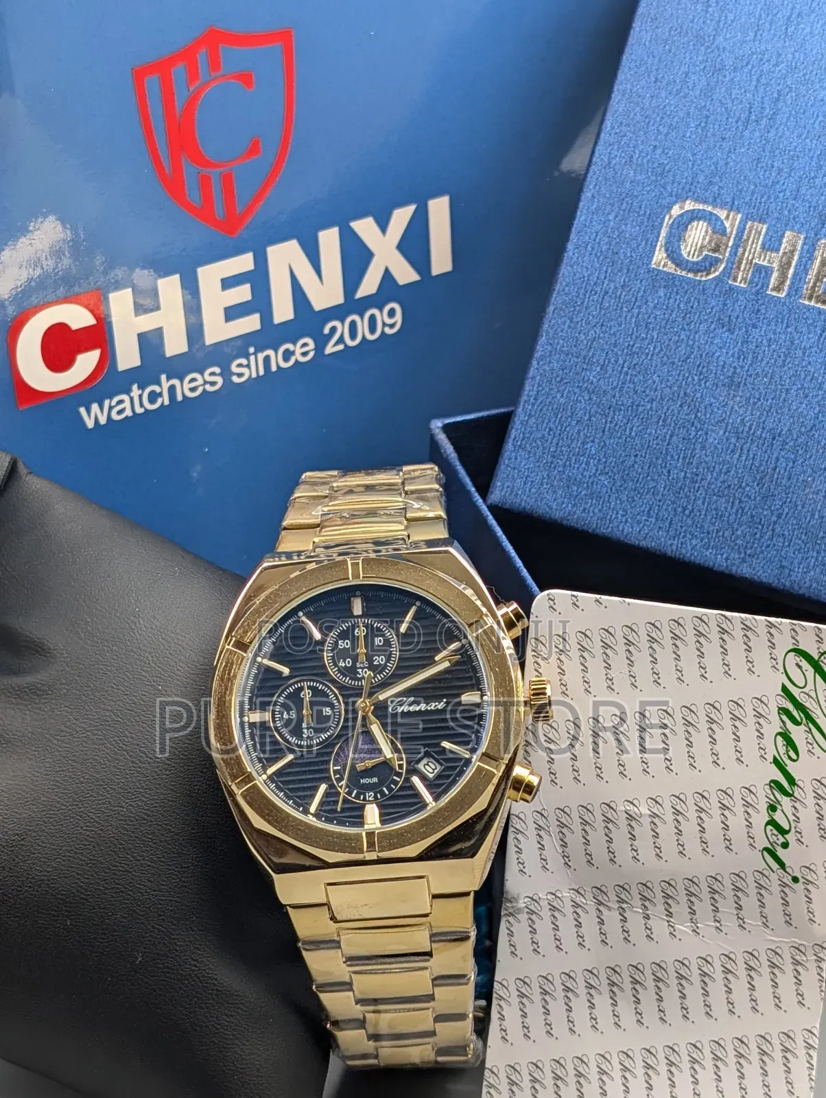 Chenxi Chronograph Gold Watch With Full Package