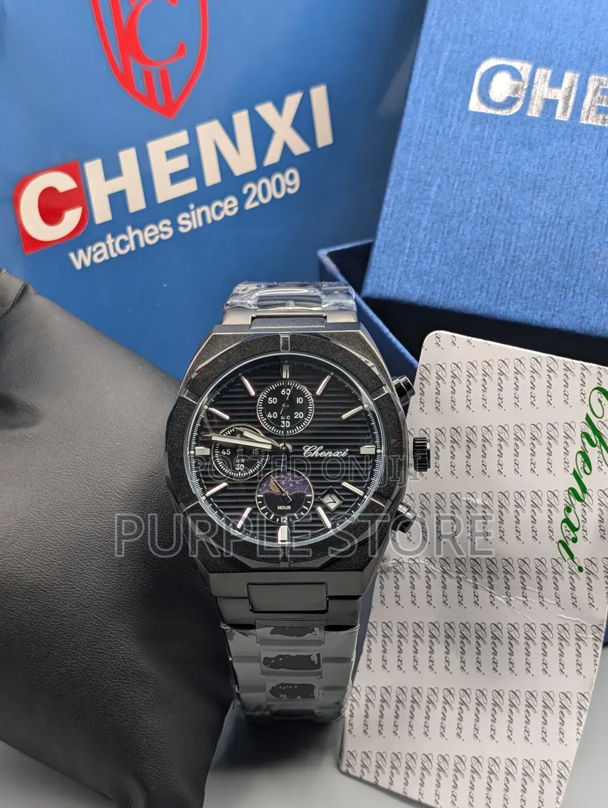Chenxi Chronograph Black Watch With Full Package