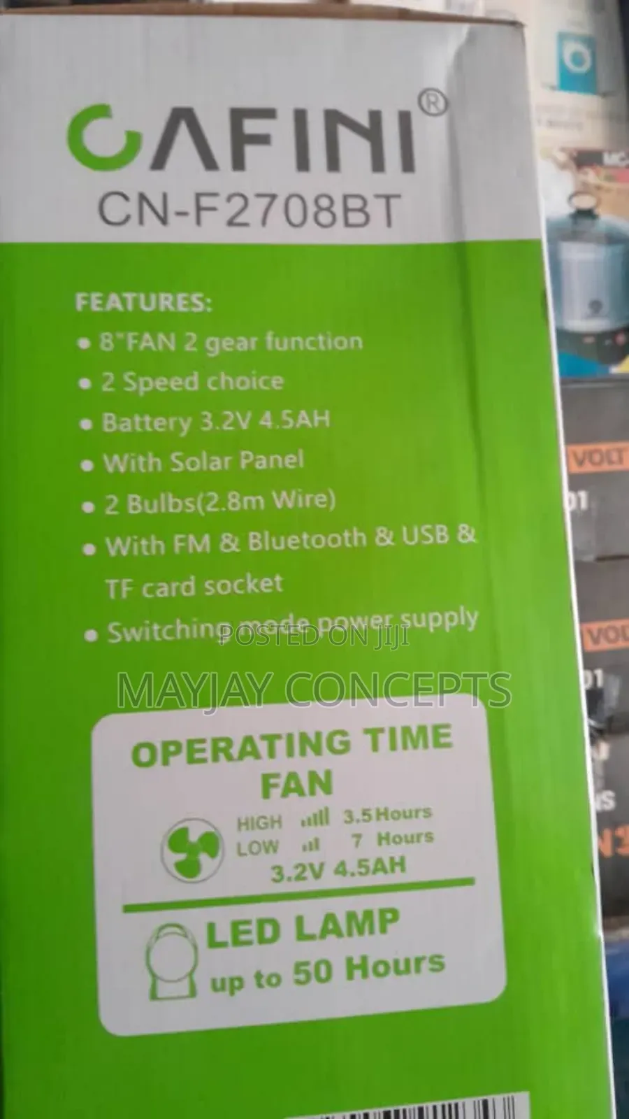 8" Cafini 4in1 Solar Table Fan With Panel+MP3/Radio+2-Bulbs