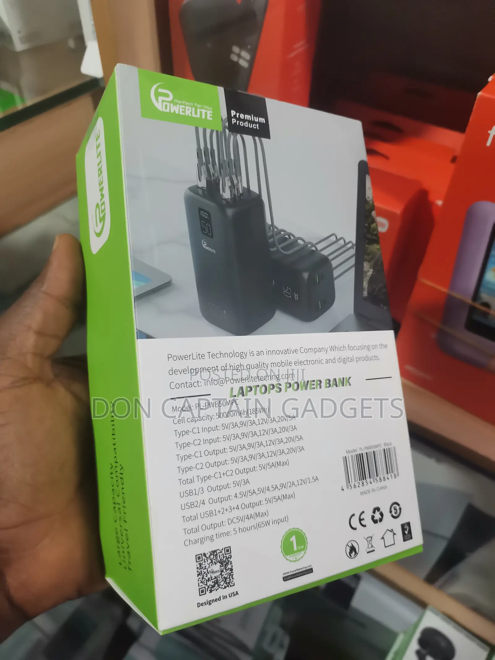 Laptop Power Bank 100w / 50000mah Powerlite