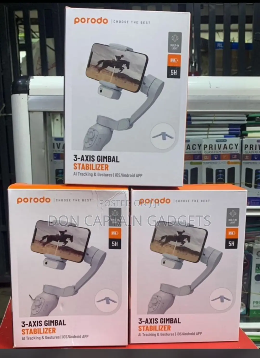 Porodo 3-axis Gimbal Stabilizer With AI Tracking