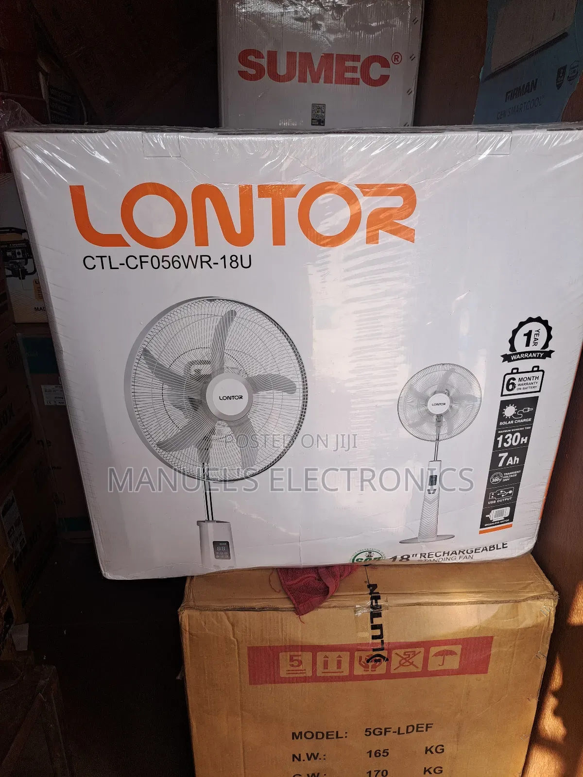 Rechargeable Standing Fan Lontor 18inch Copper Coil
