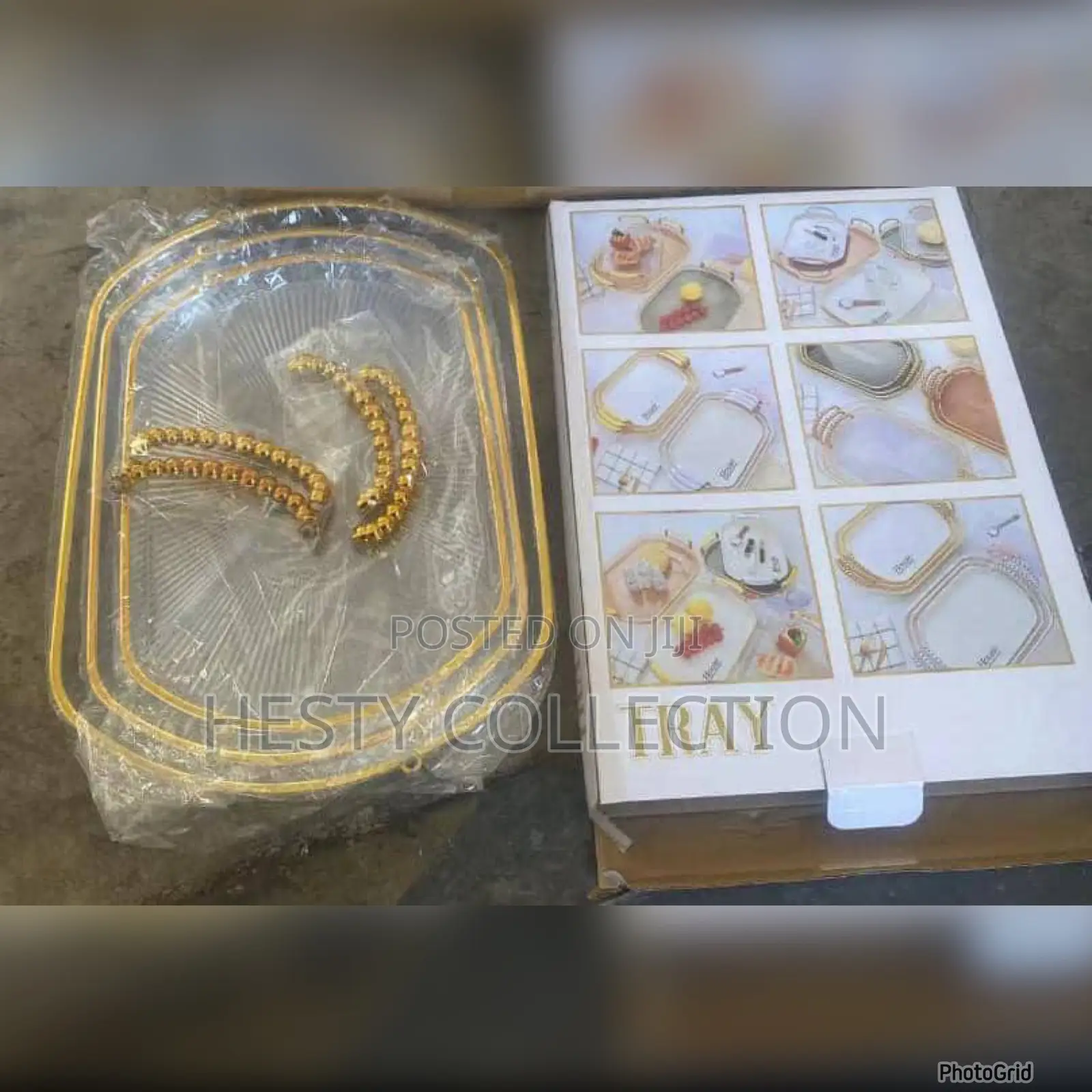 3 in 1 Acrylic Fancy Tray Gold and White