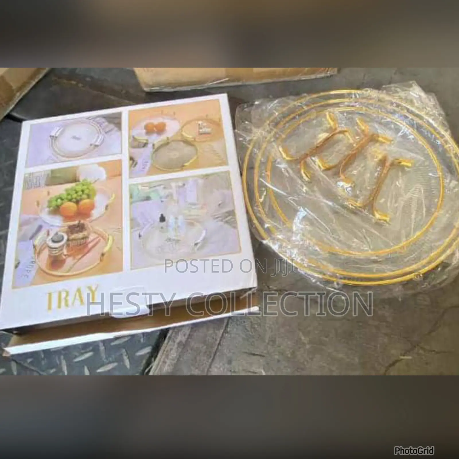 3 in 1 Acrylic Fancy Tray Gold and White
