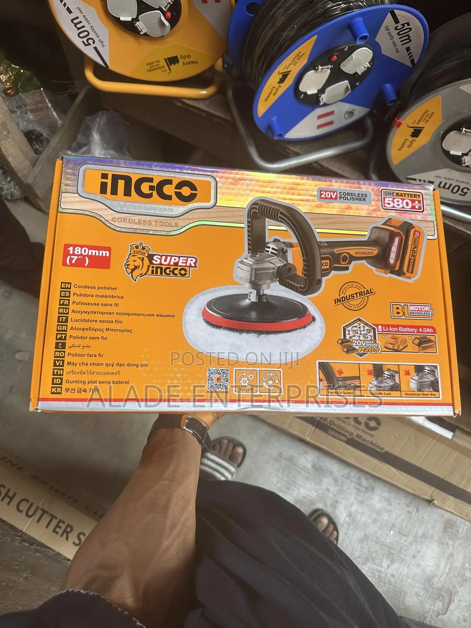 Ingco 7" Lithium-Lon Cordless Angle Polisher 20V 4.0ah
