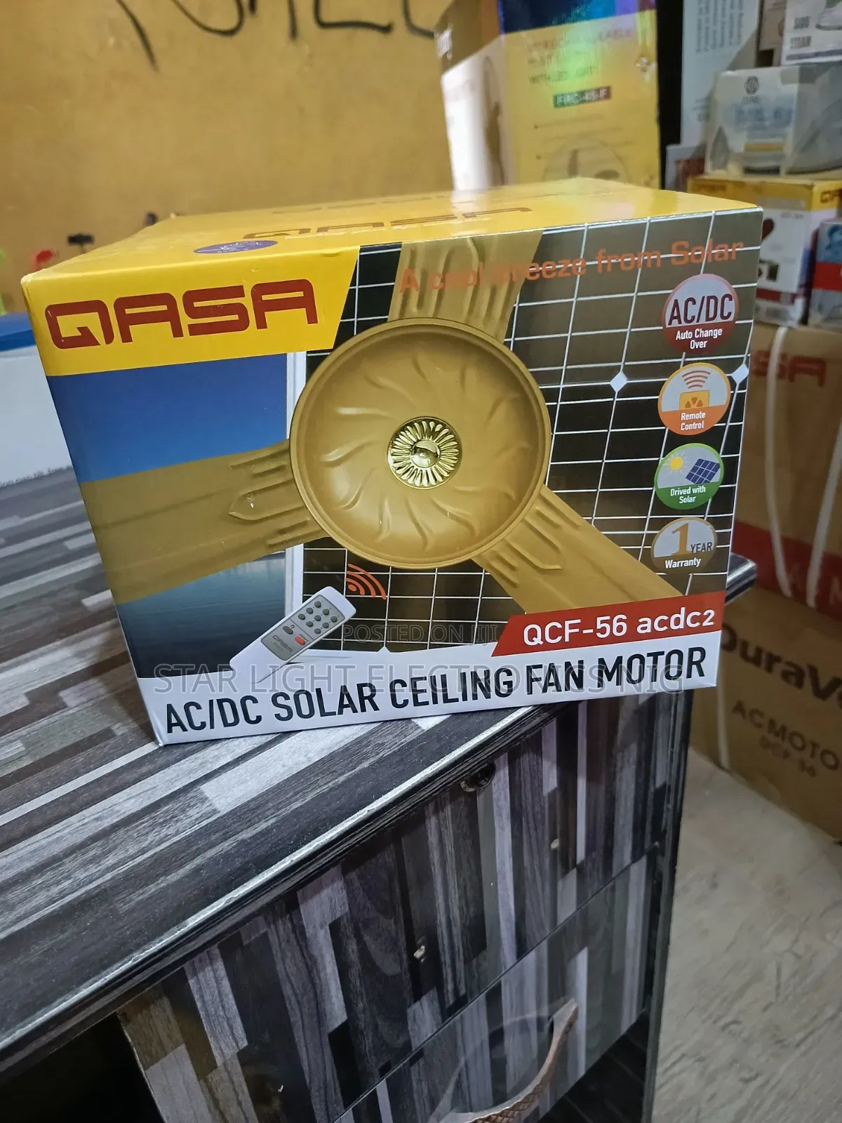 Ac/Dc Solar Ceiling Fan Gold