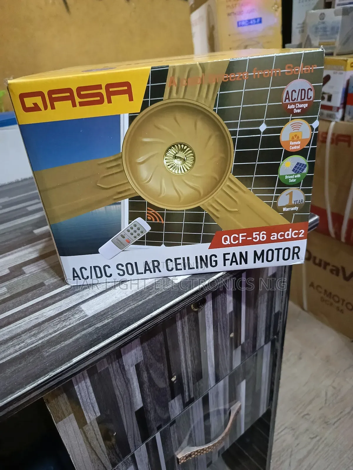 Ac/Dc Solar Ceiling Fan Gold