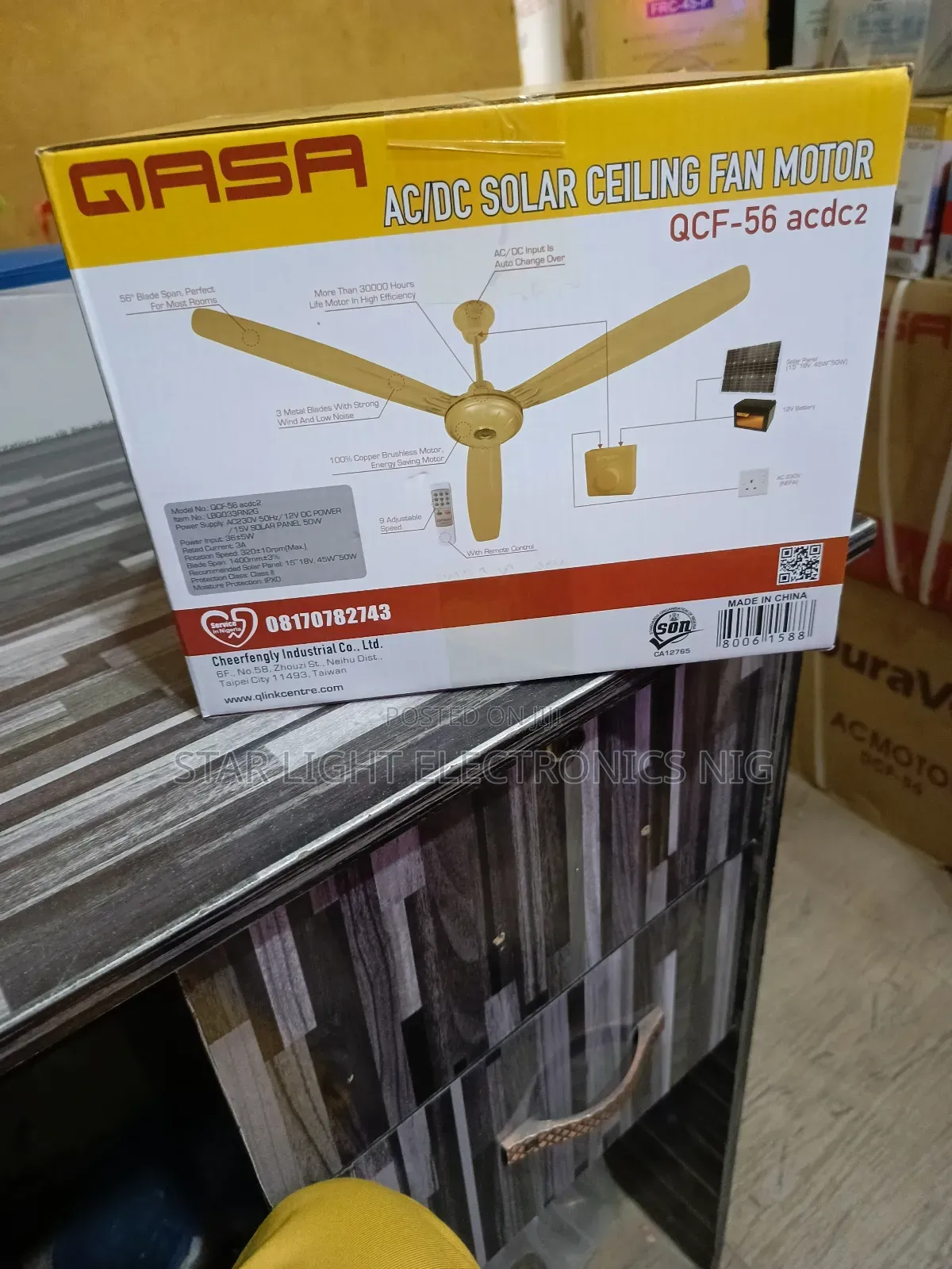 Ac/Dc Solar Ceiling Fan Gold