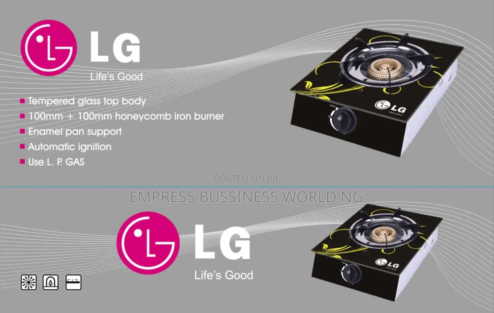 LG Single Face Glass Top Gas Cooker