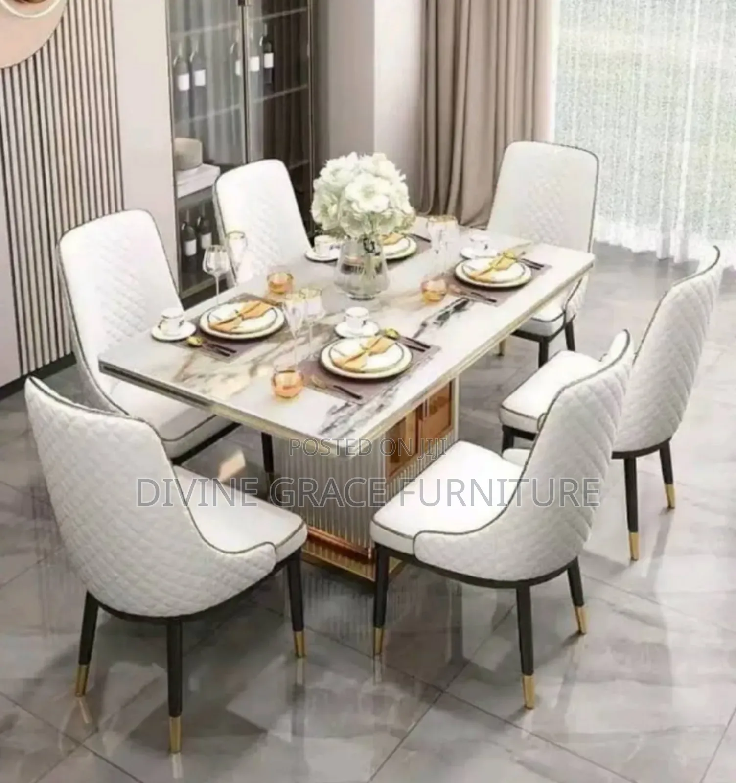 White Dinning Table and 6 Chairs