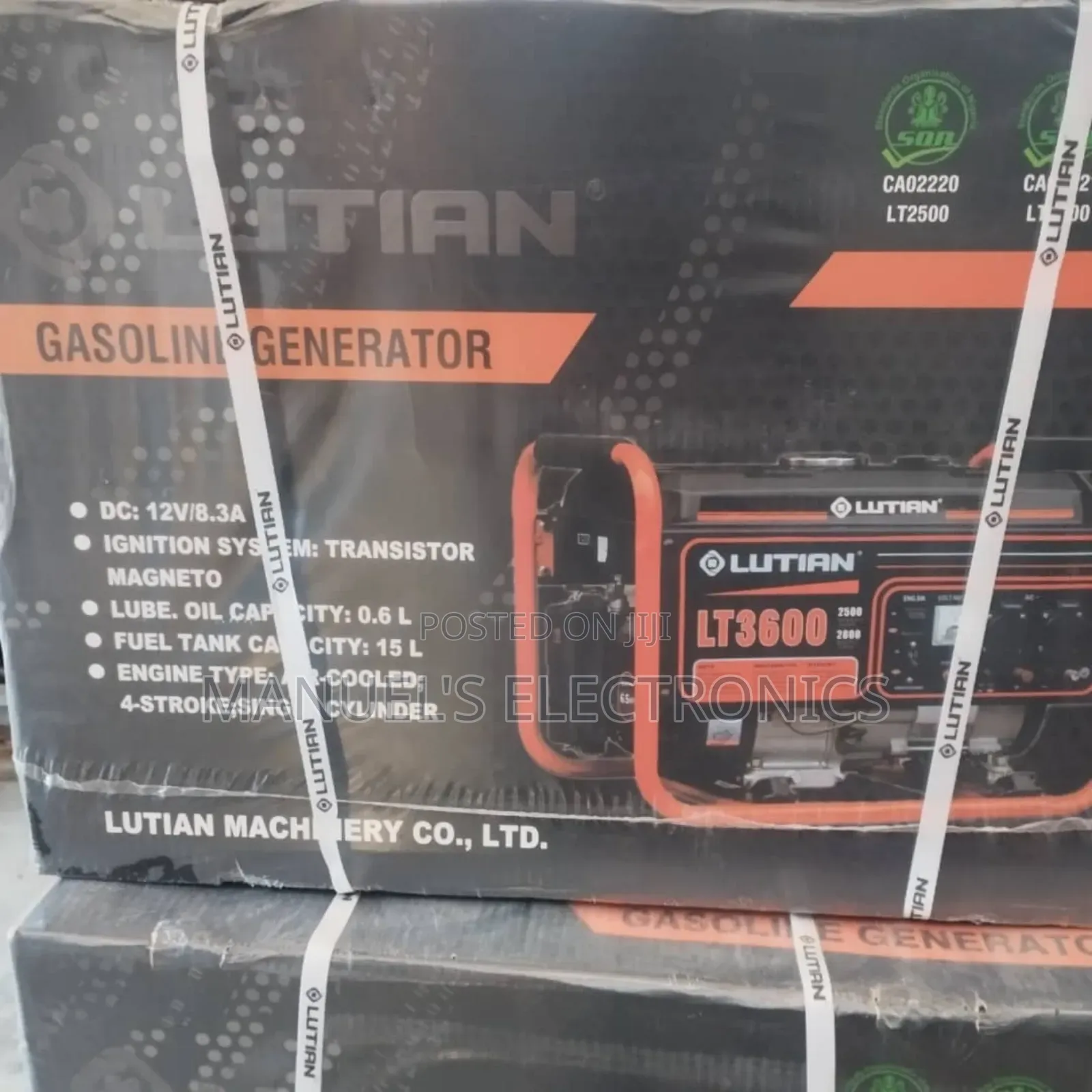 2.8KVA LUTIAN Petrol Generator Model Lt3600m 100% Copper Coi